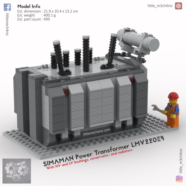 Image of 3D design render custom lego power transformer lmv220eb